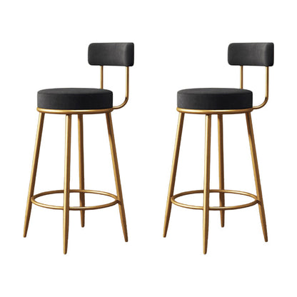 Glam Backrest Armless Counter Stool Iron Kitchen Bar Stool with Cushion and Pedal