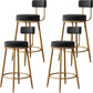 Glam Backrest Armless Counter Stool Iron Kitchen Bar Stool with Cushion and Pedal