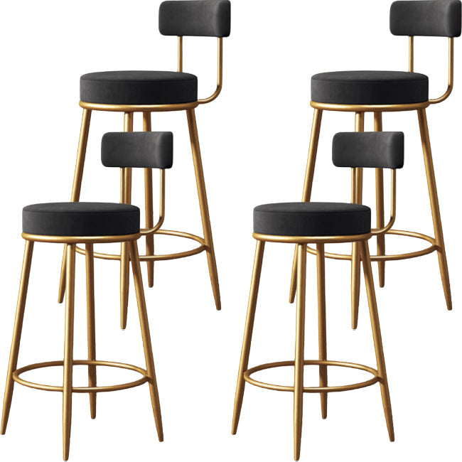 Glam Backrest Armless Counter Stool Iron Kitchen Bar Stool with Cushion and Pedal