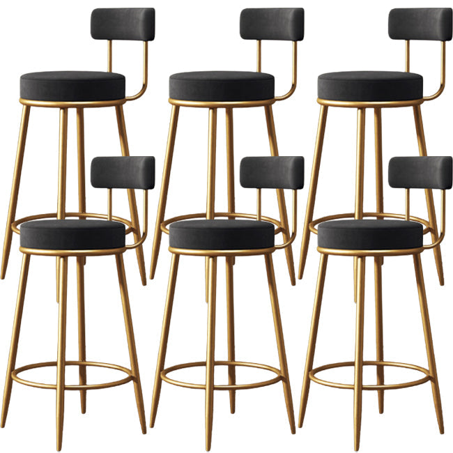 Glam Backrest Armless Counter Stool Iron Kitchen Bar Stool with Cushion and Pedal