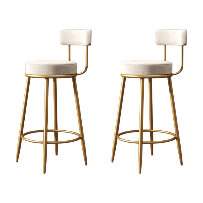 Glam Backrest Armless Counter Stool Iron Kitchen Bar Stool with Cushion and Pedal