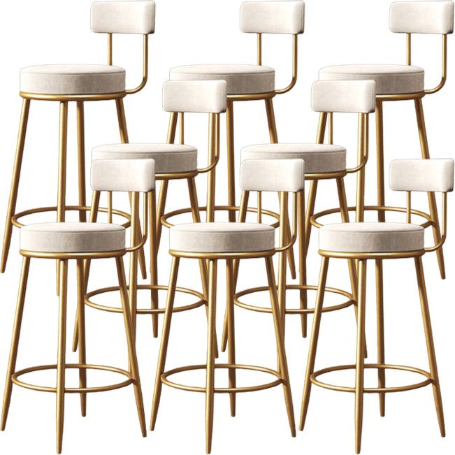 Glam Backrest Armless Counter Stool Iron Kitchen Bar Stool with Cushion and Pedal