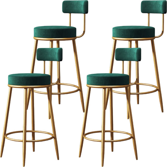 Glam Backrest Armless Counter Stool Iron Kitchen Bar Stool with Cushion and Pedal