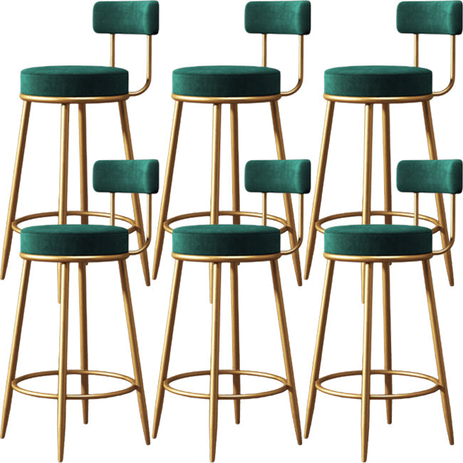 Glam Backrest Armless Counter Stool Iron Kitchen Bar Stool with Cushion and Pedal