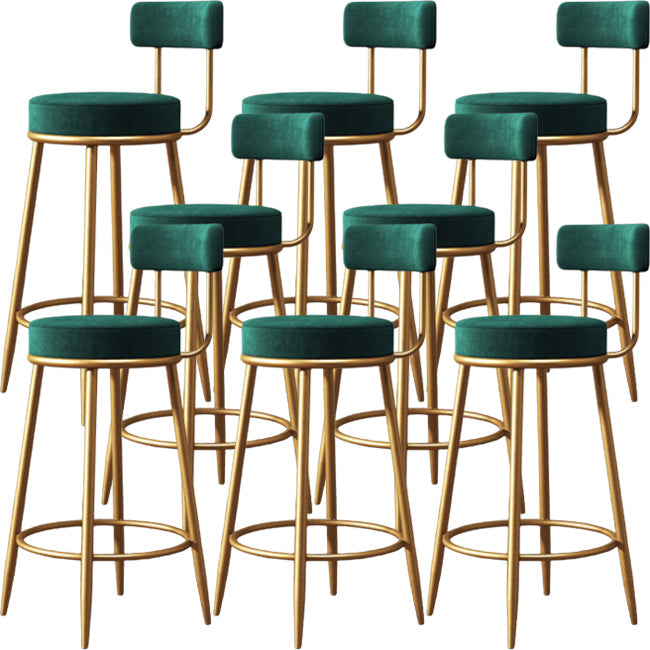 Glam Backrest Armless Counter Stool Iron Kitchen Bar Stool with Cushion and Pedal