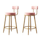 Glam Backrest Armless Counter Stool Iron Kitchen Bar Stool with Cushion and Pedal