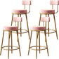 Glam Backrest Armless Counter Stool Iron Kitchen Bar Stool with Cushion and Pedal