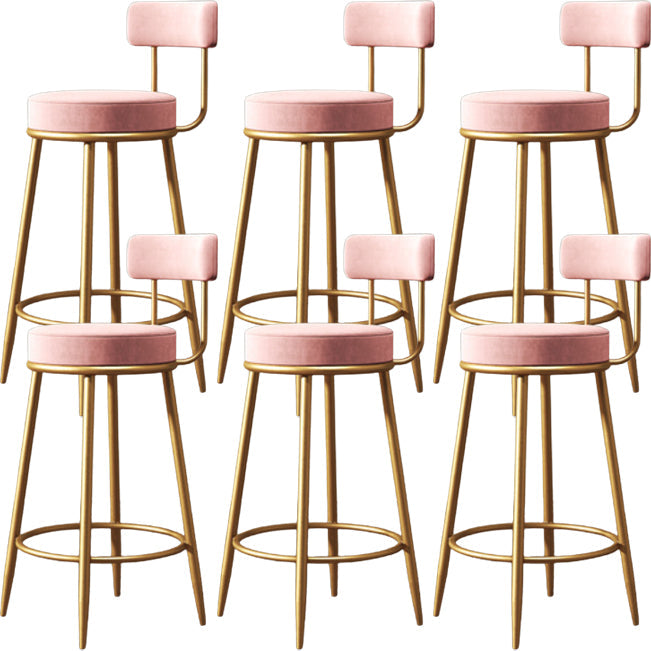 Glam Backrest Armless Counter Stool Iron Kitchen Bar Stool with Cushion and Pedal