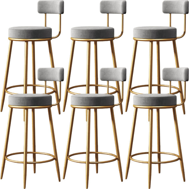 Glam Backrest Armless Counter Stool Iron Kitchen Bar Stool with Cushion and Pedal