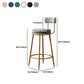 Glam Backrest Armless Counter Stool Iron Kitchen Bar Stool with Cushion and Pedal