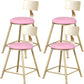 Glam Armless Backrest Counter Stool Steel Cafe Bar Stool with Cushion and Pedal Pink 4 Piece Set Short Stool(18"H) Clearhalo 'Bar Furniture' 'Bar Stools' 'bar_stools' 'furn' 'furn_bar_stools' 'Furniture' 'Kitchen & Dining Furniture' 5356792