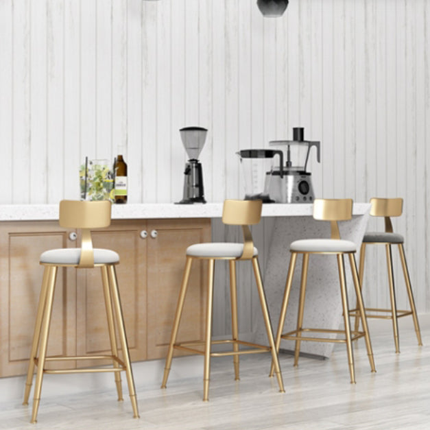 Glam Armless Backrest Counter Stool Steel Cafe Bar Stool with Cushion and Pedal Clearhalo 'Bar Furniture' 'Bar Stools' 'bar_stools' 'furn' 'furn_bar_stools' 'Furniture' 'Kitchen & Dining Furniture' 5356794