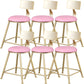 Glam Armless Backrest Counter Stool Steel Cafe Bar Stool with Cushion and Pedal Pink 6 Piece Set Short Stool(18"H) Clearhalo 'Bar Furniture' 'Bar Stools' 'bar_stools' 'furn' 'furn_bar_stools' 'Furniture' 'Kitchen & Dining Furniture' 5356795