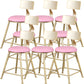 Glam Armless Backrest Counter Stool Steel Cafe Bar Stool with Cushion and Pedal Pink 8 Piece Set Short Stool(18"H) Clearhalo 'Bar Furniture' 'Bar Stools' 'bar_stools' 'furn' 'furn_bar_stools' 'Furniture' 'Kitchen & Dining Furniture' 5356797