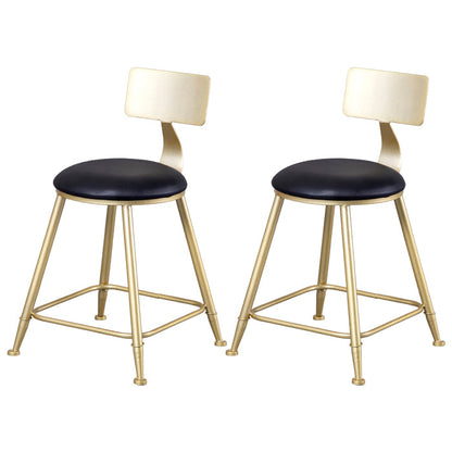 Glam Armless Backrest Counter Stool Steel Cafe Bar Stool with Cushion and Pedal Black 2 Piece Set Short Stool(18"H) Clearhalo 'Bar Furniture' 'Bar Stools' 'bar_stools' 'furn' 'furn_bar_stools' 'Furniture' 'Kitchen & Dining Furniture' 5356799