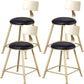 Glam Armless Backrest Counter Stool Steel Cafe Bar Stool with Cushion and Pedal Black 4 Piece Set Short Stool(18"H) Clearhalo 'Bar Furniture' 'Bar Stools' 'bar_stools' 'furn' 'furn_bar_stools' 'Furniture' 'Kitchen & Dining Furniture' 5356800