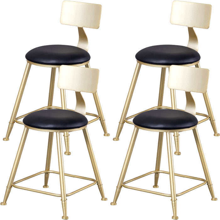 Glam Armless Backrest Counter Stool Steel Cafe Bar Stool with Cushion and Pedal Black 4 Piece Set Short Stool(18"H) Clearhalo 'Bar Furniture' 'Bar Stools' 'bar_stools' 'furn' 'furn_bar_stools' 'Furniture' 'Kitchen & Dining Furniture' 5356800