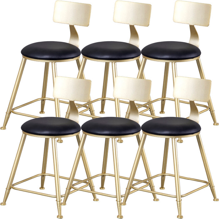 Glam Armless Backrest Counter Stool Steel Cafe Bar Stool with Cushion and Pedal Black 6 Piece Set Short Stool(18"H) Clearhalo 'Bar Furniture' 'Bar Stools' 'bar_stools' 'furn' 'furn_bar_stools' 'Furniture' 'Kitchen & Dining Furniture' 5356801