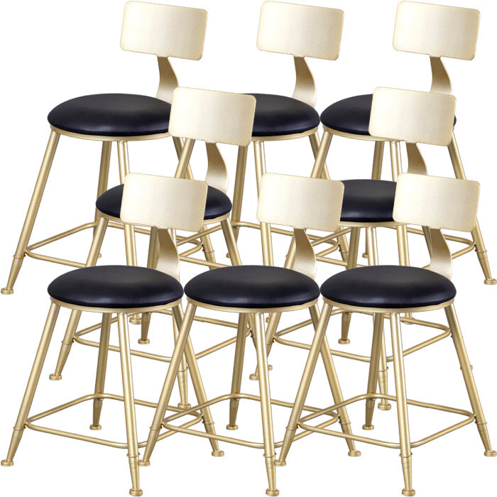 Glam Armless Backrest Counter Stool Steel Cafe Bar Stool with Cushion and Pedal Black 8 Piece Set Short Stool(18"H) Clearhalo 'Bar Furniture' 'Bar Stools' 'bar_stools' 'furn' 'furn_bar_stools' 'Furniture' 'Kitchen & Dining Furniture' 5356802