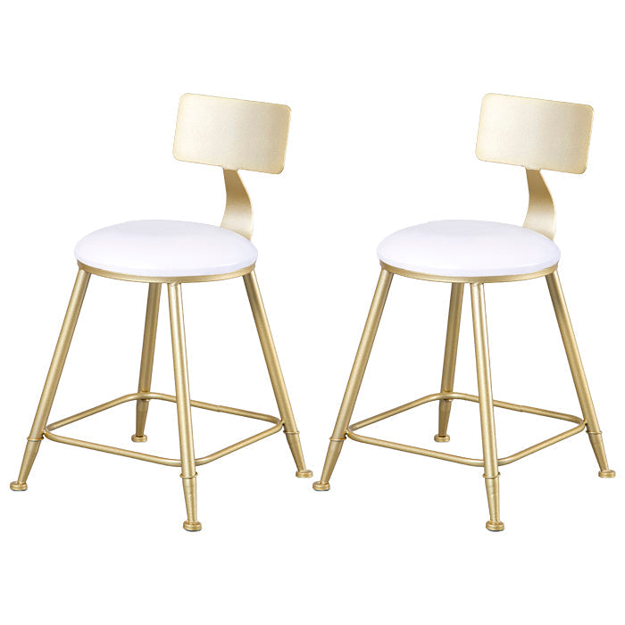 Glam Armless Backrest Counter Stool Steel Cafe Bar Stool with Cushion and Pedal White 2 Piece Set Short Stool(18"H) Clearhalo 'Bar Furniture' 'Bar Stools' 'bar_stools' 'furn' 'furn_bar_stools' 'Furniture' 'Kitchen & Dining Furniture' 5356803