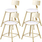 Glam Armless Backrest Counter Stool Steel Cafe Bar Stool with Cushion and Pedal White 4 Piece Set Short Stool(18"H) Clearhalo 'Bar Furniture' 'Bar Stools' 'bar_stools' 'furn' 'furn_bar_stools' 'Furniture' 'Kitchen & Dining Furniture' 5356804