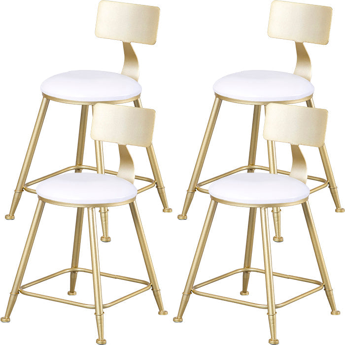 Glam Armless Backrest Counter Stool Steel Cafe Bar Stool with Cushion and Pedal White 4 Piece Set Short Stool(18"H) Clearhalo 'Bar Furniture' 'Bar Stools' 'bar_stools' 'furn' 'furn_bar_stools' 'Furniture' 'Kitchen & Dining Furniture' 5356804