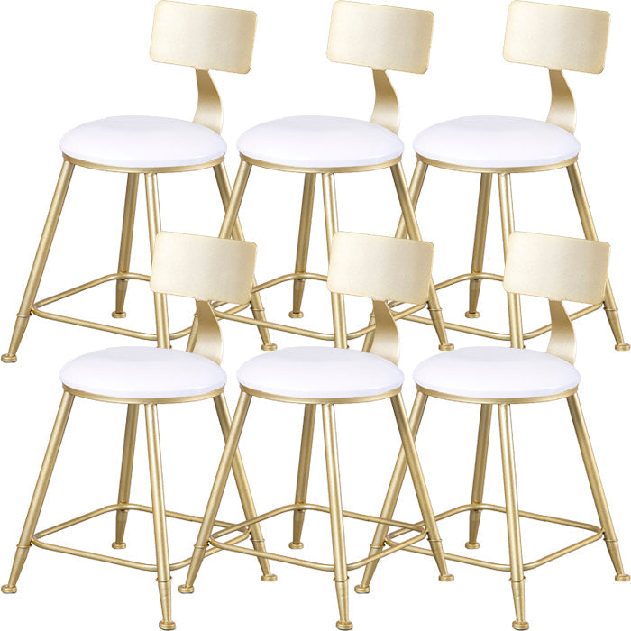 Glam Armless Backrest Counter Stool Steel Cafe Bar Stool with Cushion and Pedal White 6 Piece Set Short Stool(18"H) Clearhalo 'Bar Furniture' 'Bar Stools' 'bar_stools' 'furn' 'furn_bar_stools' 'Furniture' 'Kitchen & Dining Furniture' 5356805