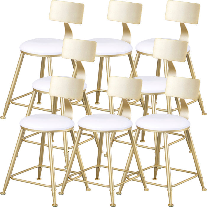 Glam Armless Backrest Counter Stool Steel Cafe Bar Stool with Cushion and Pedal White 8 Piece Set Short Stool(18"H) Clearhalo 'Bar Furniture' 'Bar Stools' 'bar_stools' 'furn' 'furn_bar_stools' 'Furniture' 'Kitchen & Dining Furniture' 5356806