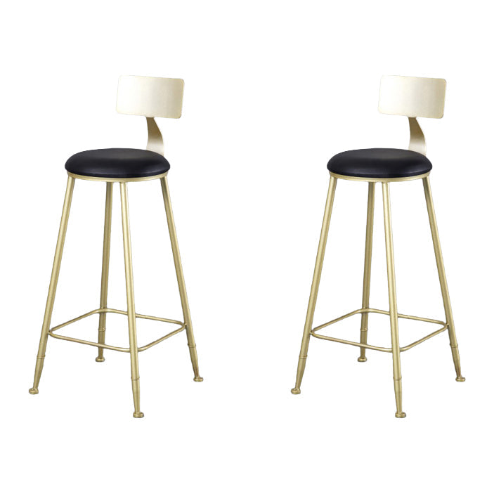 Glam Armless Backrest Counter Stool Steel Cafe Bar Stool with Cushion and Pedal Black 2 Piece Set Clearhalo 'Bar Furniture' 'Bar Stools' 'bar_stools' 'furn' 'furn_bar_stools' 'Furniture' 'Kitchen & Dining Furniture' 5356807