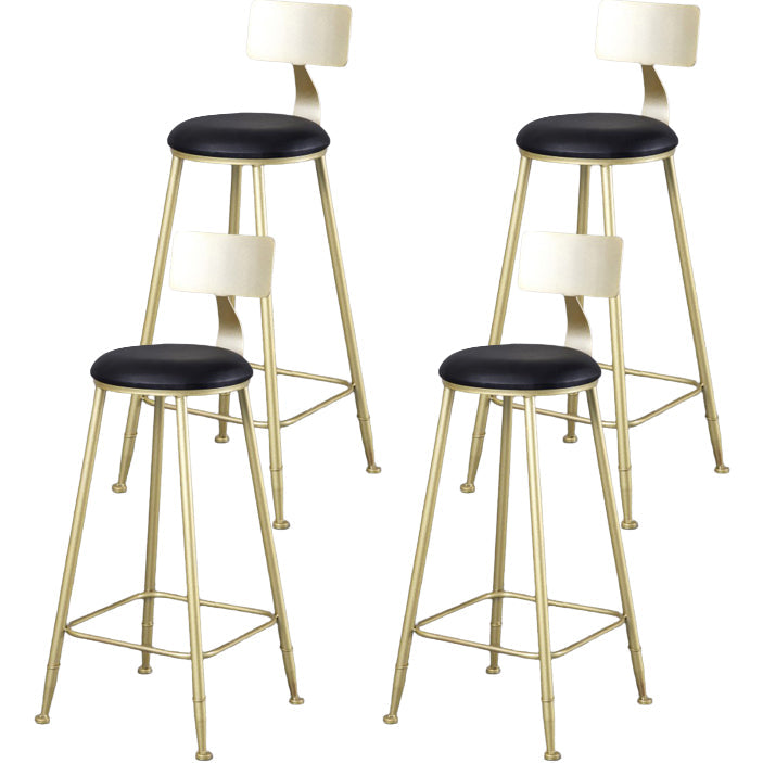 Glam Armless Backrest Counter Stool Steel Cafe Bar Stool with Cushion and Pedal Black 4 Piece Set Clearhalo 'Bar Furniture' 'Bar Stools' 'bar_stools' 'furn' 'furn_bar_stools' 'Furniture' 'Kitchen & Dining Furniture' 5356808