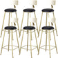 Glam Armless Backrest Counter Stool Steel Cafe Bar Stool with Cushion and Pedal Black 6 Piece Set Clearhalo 'Bar Furniture' 'Bar Stools' 'bar_stools' 'furn' 'furn_bar_stools' 'Furniture' 'Kitchen & Dining Furniture' 5356809