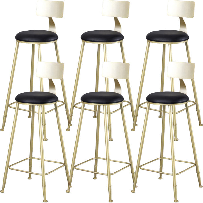 Glam Armless Backrest Counter Stool Steel Cafe Bar Stool with Cushion and Pedal Black 6 Piece Set Clearhalo 'Bar Furniture' 'Bar Stools' 'bar_stools' 'furn' 'furn_bar_stools' 'Furniture' 'Kitchen & Dining Furniture' 5356809