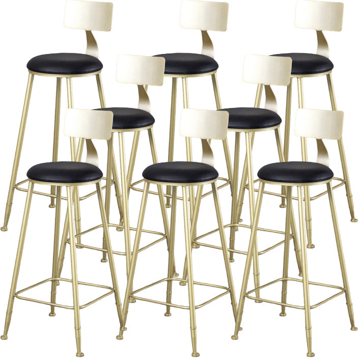 Glam Armless Backrest Counter Stool Steel Cafe Bar Stool with Cushion and Pedal Black 8 Piece Set Clearhalo 'Bar Furniture' 'Bar Stools' 'bar_stools' 'furn' 'furn_bar_stools' 'Furniture' 'Kitchen & Dining Furniture' 5356810