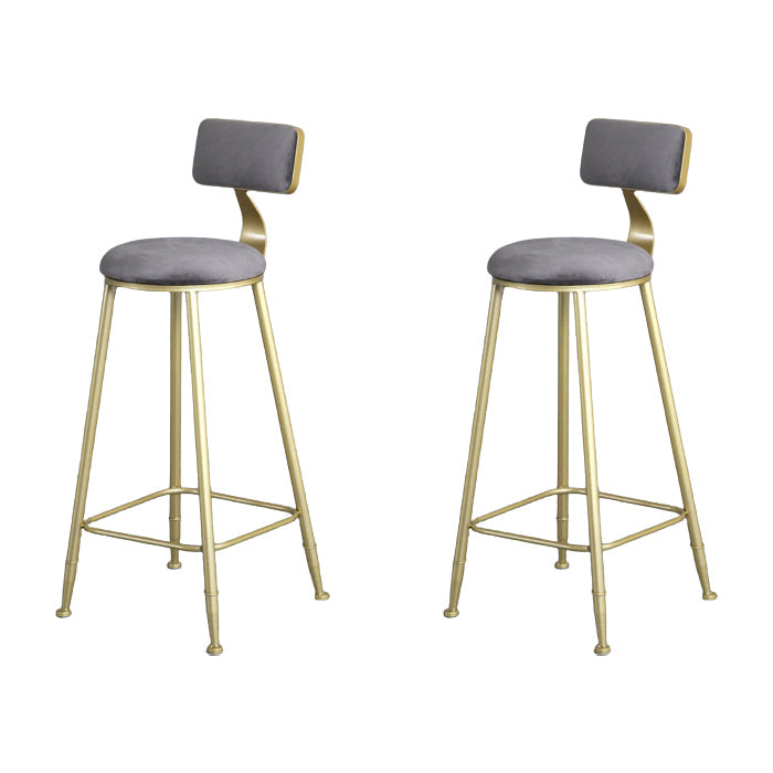 Glam Armless Backrest Counter Stool Steel Cafe Bar Stool with Cushion and Pedal Grey 2 Piece Set Clearhalo 'Bar Furniture' 'Bar Stools' 'bar_stools' 'furn' 'furn_bar_stools' 'Furniture' 'Kitchen & Dining Furniture' 5356811