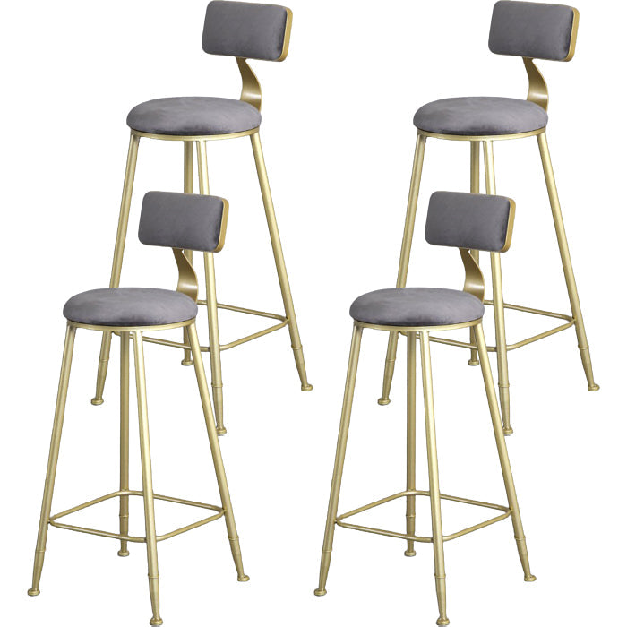 Glam Armless Backrest Counter Stool Steel Cafe Bar Stool with Cushion and Pedal Grey 4 Piece Set Clearhalo 'Bar Furniture' 'Bar Stools' 'bar_stools' 'furn' 'furn_bar_stools' 'Furniture' 'Kitchen & Dining Furniture' 5356812