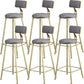 Glam Armless Backrest Counter Stool Steel Cafe Bar Stool with Cushion and Pedal Grey 6 Piece Set Clearhalo 'Bar Furniture' 'Bar Stools' 'bar_stools' 'furn' 'furn_bar_stools' 'Furniture' 'Kitchen & Dining Furniture' 5356813