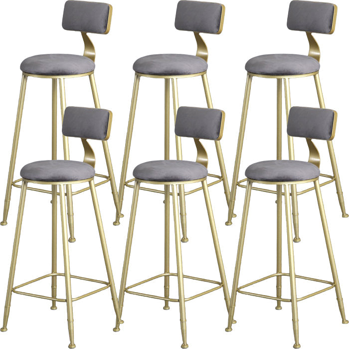 Glam Armless Backrest Counter Stool Steel Cafe Bar Stool with Cushion and Pedal Grey 6 Piece Set Clearhalo 'Bar Furniture' 'Bar Stools' 'bar_stools' 'furn' 'furn_bar_stools' 'Furniture' 'Kitchen & Dining Furniture' 5356813