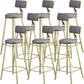 Glam Armless Backrest Counter Stool Steel Cafe Bar Stool with Cushion and Pedal Grey 8 Piece Set Clearhalo 'Bar Furniture' 'Bar Stools' 'bar_stools' 'furn' 'furn_bar_stools' 'Furniture' 'Kitchen & Dining Furniture' 5356814