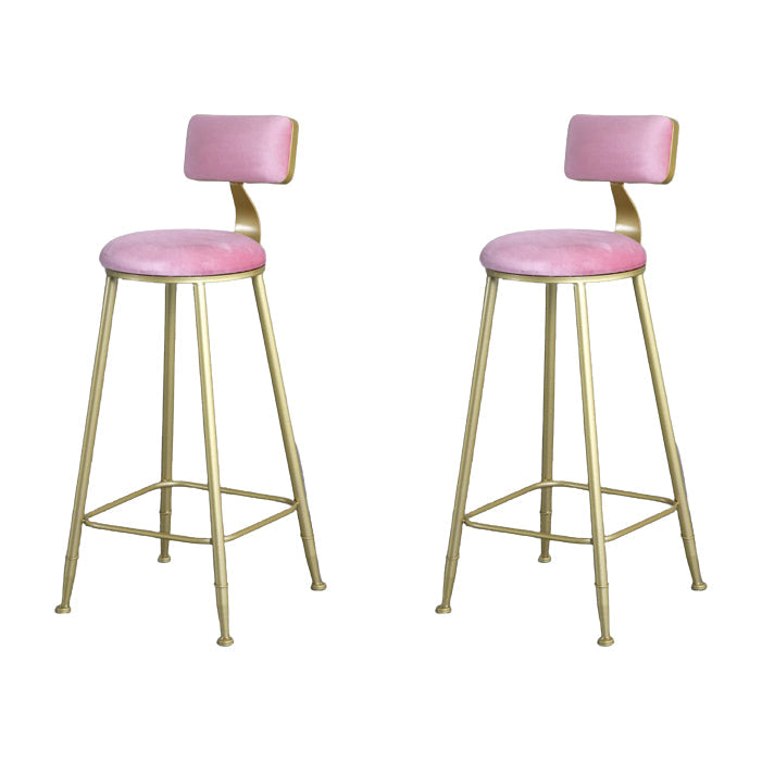 Glam Armless Backrest Counter Stool Steel Cafe Bar Stool with Cushion and Pedal Nude Pink 2 Piece Set Clearhalo 'Bar Furniture' 'Bar Stools' 'bar_stools' 'furn' 'furn_bar_stools' 'Furniture' 'Kitchen & Dining Furniture' 5356815