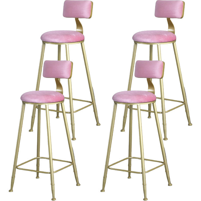 Glam Armless Backrest Counter Stool Steel Cafe Bar Stool with Cushion and Pedal Nude Pink 4 Piece Set Clearhalo 'Bar Furniture' 'Bar Stools' 'bar_stools' 'furn' 'furn_bar_stools' 'Furniture' 'Kitchen & Dining Furniture' 5356816