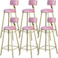 Glam Armless Backrest Counter Stool Steel Cafe Bar Stool with Cushion and Pedal Nude Pink 6 Piece Set Clearhalo 'Bar Furniture' 'Bar Stools' 'bar_stools' 'furn' 'furn_bar_stools' 'Furniture' 'Kitchen & Dining Furniture' 5356817