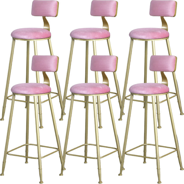 Glam Armless Backrest Counter Stool Steel Cafe Bar Stool with Cushion and Pedal Nude Pink 6 Piece Set Clearhalo 'Bar Furniture' 'Bar Stools' 'bar_stools' 'furn' 'furn_bar_stools' 'Furniture' 'Kitchen & Dining Furniture' 5356817