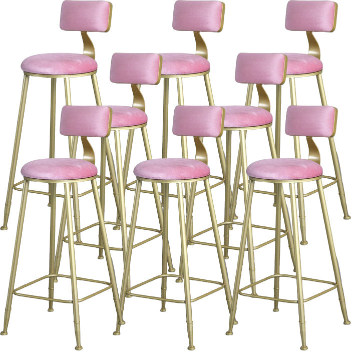 Glam Armless Backrest Counter Stool Steel Cafe Bar Stool with Cushion and Pedal Nude Pink 8 Piece Set Clearhalo 'Bar Furniture' 'Bar Stools' 'bar_stools' 'furn' 'furn_bar_stools' 'Furniture' 'Kitchen & Dining Furniture' 5356818