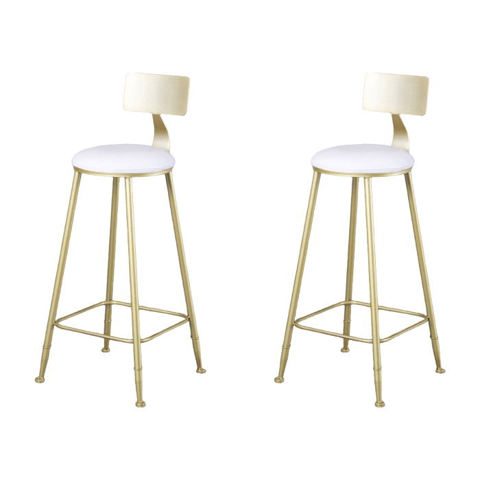 Glam Armless Backrest Counter Stool Steel Cafe Bar Stool with Cushion and Pedal White 2 Piece Set Clearhalo 'Bar Furniture' 'Bar Stools' 'bar_stools' 'furn' 'furn_bar_stools' 'Furniture' 'Kitchen & Dining Furniture' 5356819