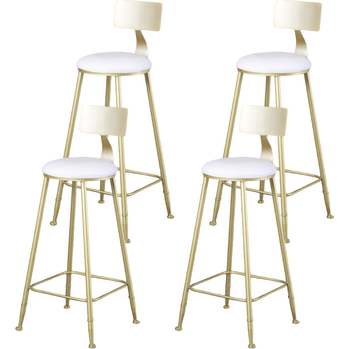 Glam Armless Backrest Counter Stool Steel Cafe Bar Stool with Cushion and Pedal White 4 Piece Set Clearhalo 'Bar Furniture' 'Bar Stools' 'bar_stools' 'furn' 'furn_bar_stools' 'Furniture' 'Kitchen & Dining Furniture' 5356820