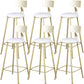 Glam Armless Backrest Counter Stool Steel Cafe Bar Stool with Cushion and Pedal White 6 Piece Set Clearhalo 'Bar Furniture' 'Bar Stools' 'bar_stools' 'furn' 'furn_bar_stools' 'Furniture' 'Kitchen & Dining Furniture' 5356821