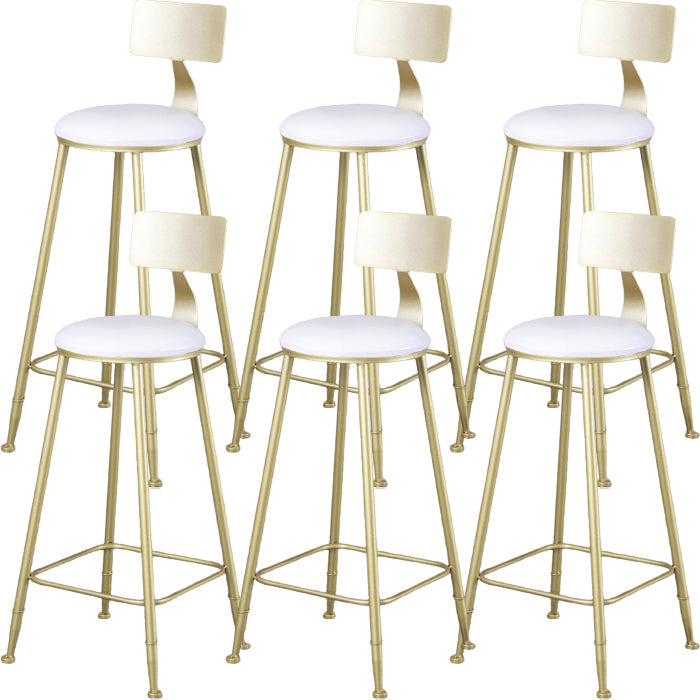 Glam Armless Backrest Counter Stool Steel Cafe Bar Stool with Cushion and Pedal White 6 Piece Set Clearhalo 'Bar Furniture' 'Bar Stools' 'bar_stools' 'furn' 'furn_bar_stools' 'Furniture' 'Kitchen & Dining Furniture' 5356821