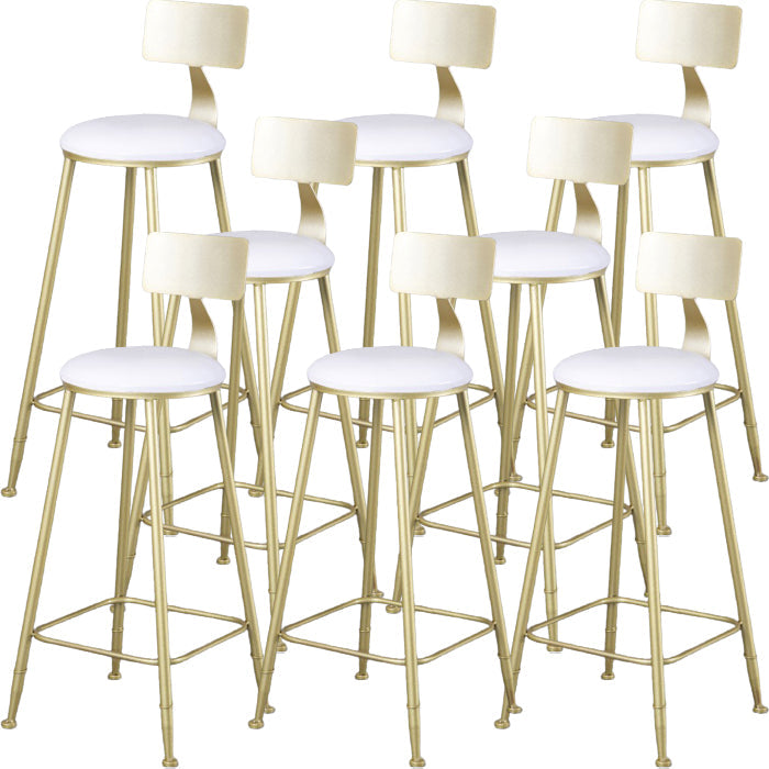 Glam Armless Backrest Counter Stool Steel Cafe Bar Stool with Cushion and Pedal White 8 Piece Set Clearhalo 'Bar Furniture' 'Bar Stools' 'bar_stools' 'furn' 'furn_bar_stools' 'Furniture' 'Kitchen & Dining Furniture' 5356822