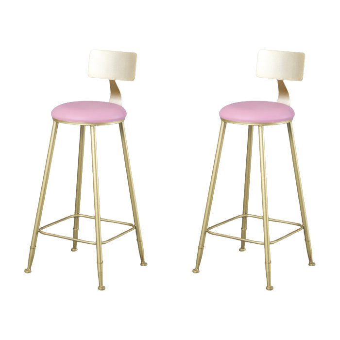 Glam Armless Backrest Counter Stool Steel Cafe Bar Stool with Cushion and Pedal Pink 2 Piece Set Clearhalo 'Bar Furniture' 'Bar Stools' 'bar_stools' 'furn' 'furn_bar_stools' 'Furniture' 'Kitchen & Dining Furniture' 5356823