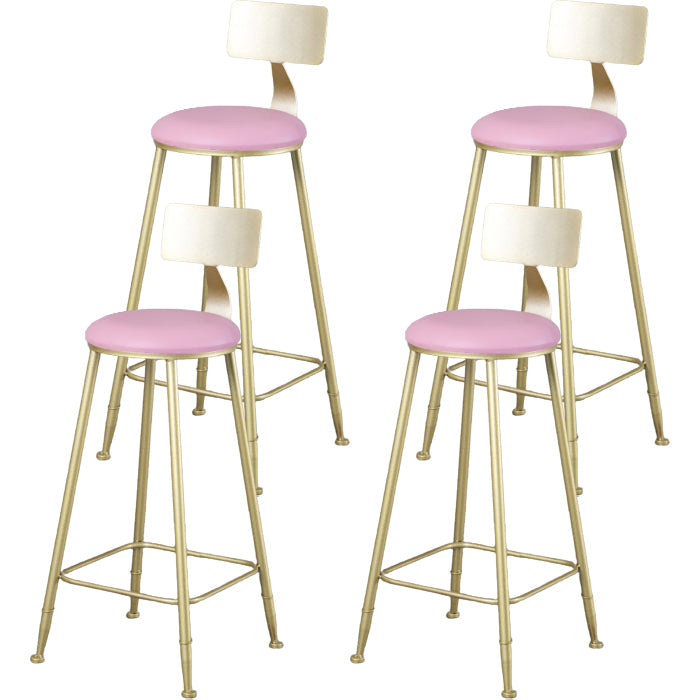 Glam Armless Backrest Counter Stool Steel Cafe Bar Stool with Cushion and Pedal Pink 4 Piece Set Clearhalo 'Bar Furniture' 'Bar Stools' 'bar_stools' 'furn' 'furn_bar_stools' 'Furniture' 'Kitchen & Dining Furniture' 5356824